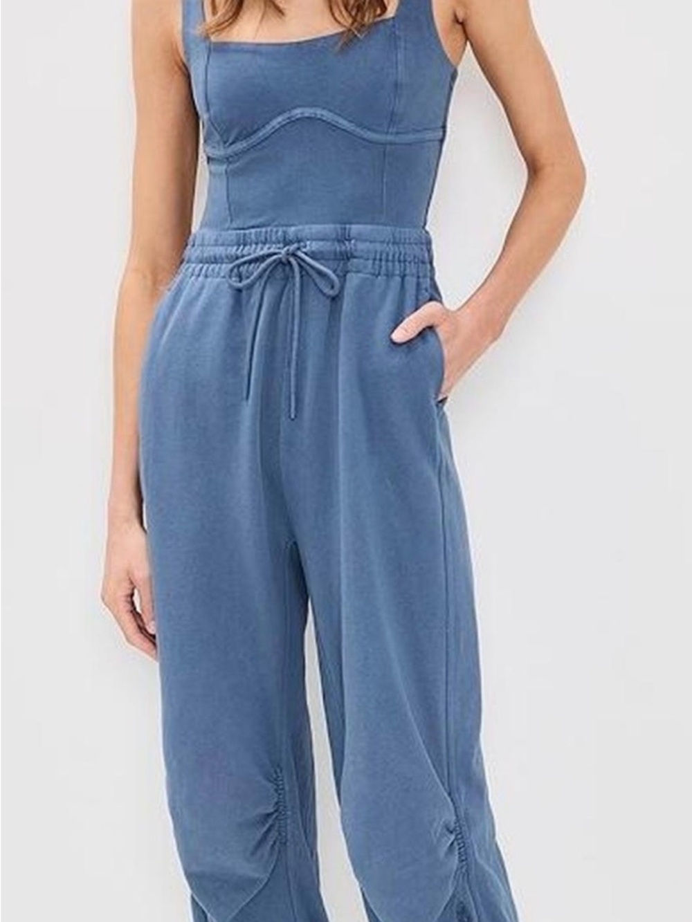 Free People Navy Blue Drawstring Track Jumpsuit - Picture 5 of 5